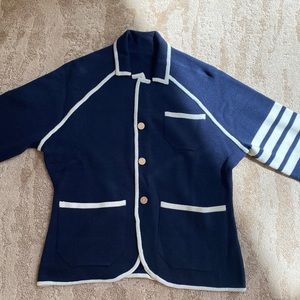Navy Blue 100% wool Knit Blazer